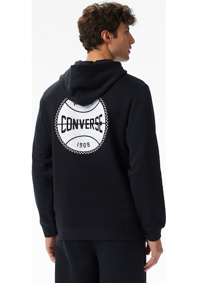 Converse Classic Erkek Grafik Baskılı Siyah Hoodie