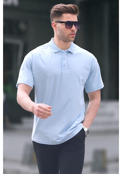Madmext Mavi Polo Yaka Basic Erkek Tişört 6126-mavi Mavi