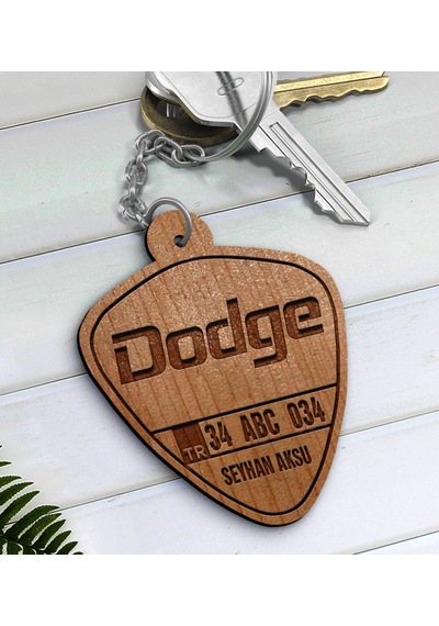 Kişiye Özel İsimli Plakalı Dodge Ahşap Anahtarlık-1