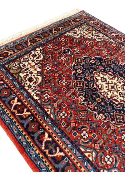 El Dokuması Küçük İran Halısı 66x90 Kırmızı Lacivert Kök Boya %100 Yün Halı