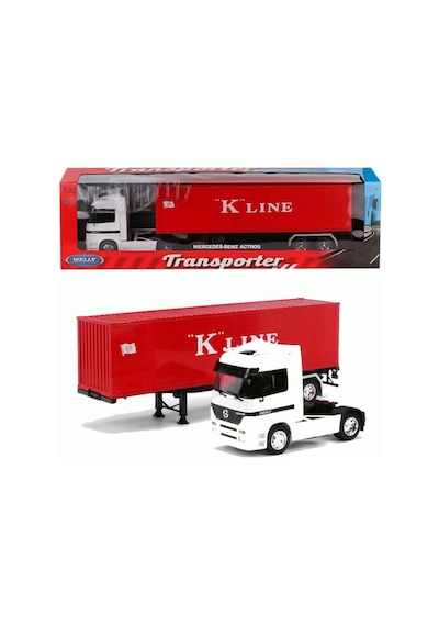 Welly 1:32 Ölçekli Lisanslı Orjinal Mercedes-benz Actros Dorseli Koleksiyonluk Model Oyuncak Tır Beyaz - Kırmızı Welly 1:32 Ölçekli Lisanslı Orjinal Mercedes-benz Actros Dorseli Koleksiyonluk Model Oyuncak Tır Beyaz - Kırmızı