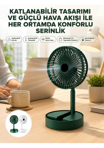 Northcity Katlanabilir Usb Şarjlı Masaüstü Soğutucu Mini Fan Telefon Tutucu