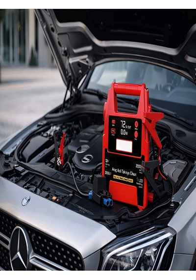 20000mah 12v Araç Akü Takviye Cihazı 2000a Tepe Akım Lcd Ekranlı Çift Voltaj Jump Starter Powerbank