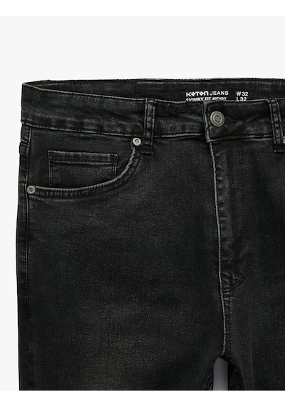 Koton Normal Bel Pamuklu Cepli Skinny Fit Jean Pantolon - Michael Jean Siyah 7wam40313nd