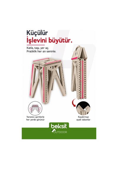 Outdoor Herkül L Katlanır Reflektörlü Tabure 2'li Bej Bej Bej