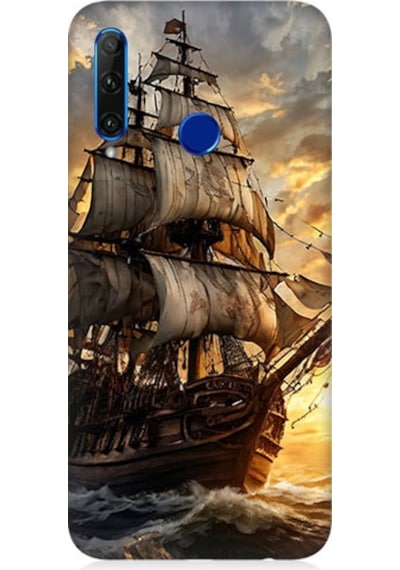 Huawei Honor 20 Lite Uyumlu Yelkenli Gemi Desenli Silikon Kılıf