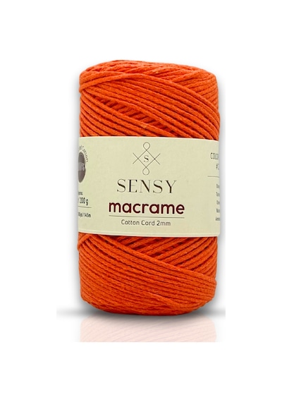 Premium Koton Pamuk Makrome İpi 2mm Cotton Zincir Makrome Çanta İpi Supla İpi Koton İp Turuncu