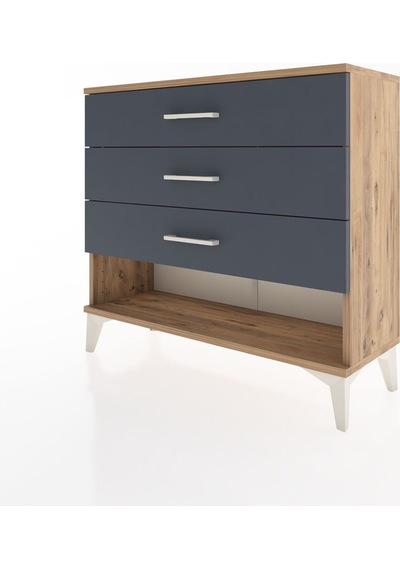 Arges Şifonyer 3 Çekmeceli 88x30x80 Çam-antrasit Çam
