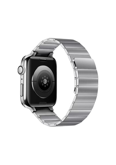 Apple Watch 38mm Kr404 Huks Kordon - Gümüş Ahşap