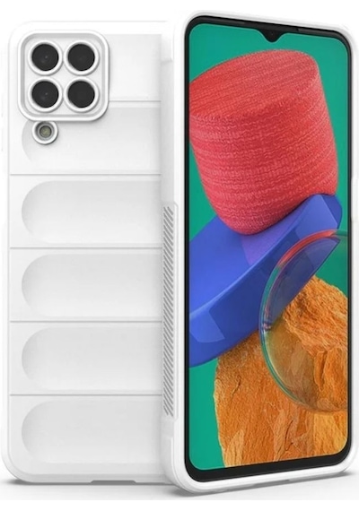 Samsung Galaxy M33 Uyumlu Silikon Kılıf - Kamera Korumalı Esnek Yeni Nesil Airbag Kapak -Beyaz