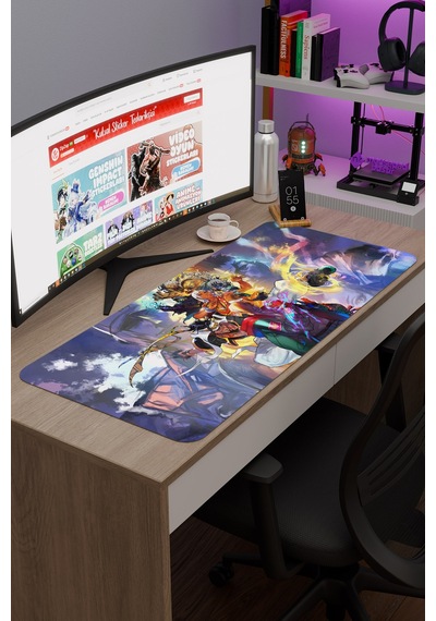 Street Fighter Kaymaz Dikişli Kauçuk Oyuncu Mousepad V3 - 90x40 Xxl Gaming Mouse Pad Fare Altlığı