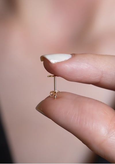 14 Ayar Altın Minimal Yonca Küpe 0,6 Mm Sarı Altın
