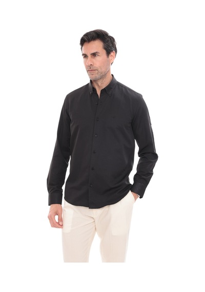 Slim Fit Uzun Kol Pamuklu Hediye Kutulu Kolay Ütülenebilir Erkek Gömlek Fs-002225 - Siyah-1776