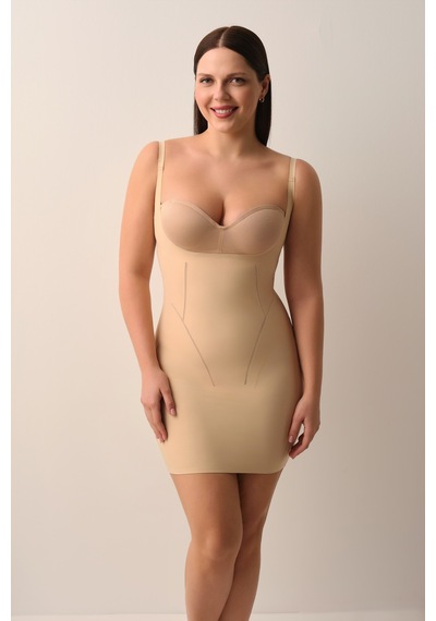 Suwen Yeni Nesil Lazer Kesim İz Bırakmayan İnce Dokulu Elbise Korsesi Sw9002089 Ten