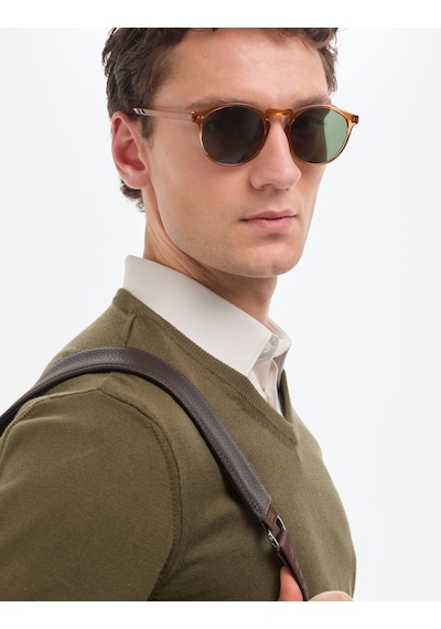 Pierre Cardin Koyu Haki Slim Fit V Yaka Basic Triko Kazak 50314190-vr111
