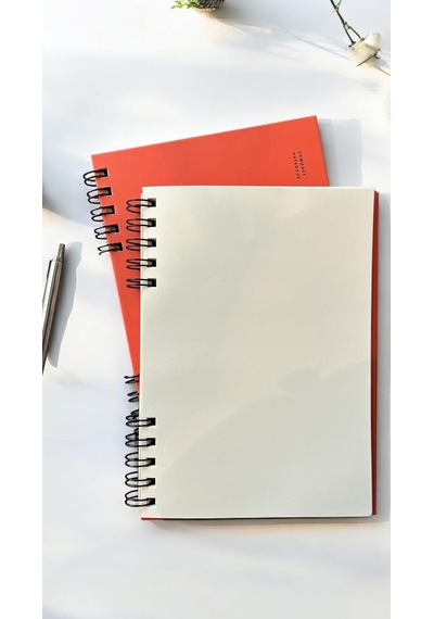 Spiralli 80 Yaprak Çizgisiz A5 Defter, Not Defteri, Okul Defteri, 4 Farklı Renk Seçeneği 04 Orange Coral