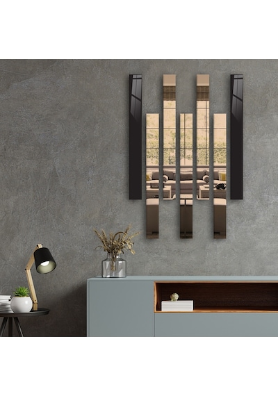 Decorita Dekor Camı | Düz Renk Siyah Cam ve Bronz Ayna 7'li Takım