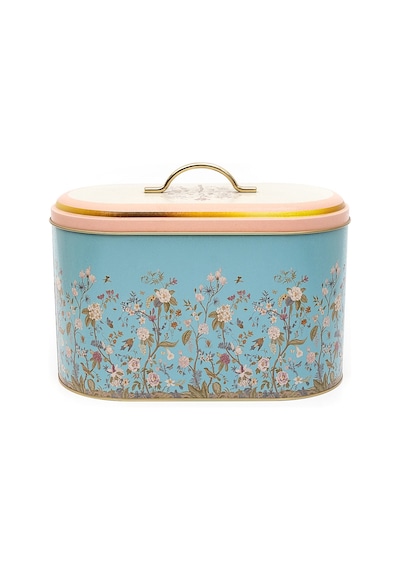 Botanica Blue Desenli Oval Metal Ekmek Kutusu, 10.4 Lt Çok Renkli