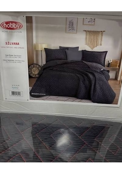 Hobby Çift Kişilik Yatak Örtüsü Silvana Antrasit