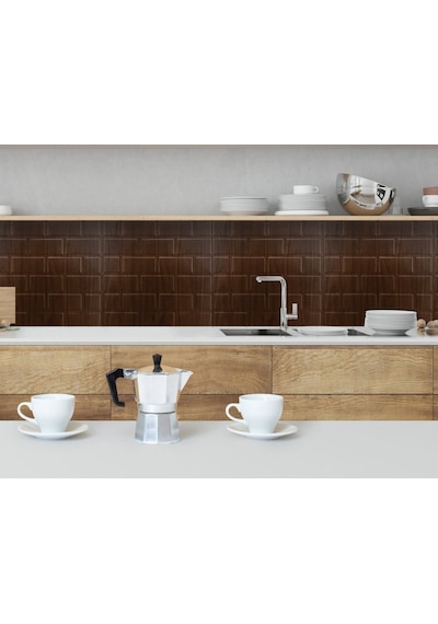 3 Boyutlu Duvar Paneli Kabartmalı Metro Dikdörtgen Desen Pvc 41x41 Cm/ 6 Adet /1 M² Teak