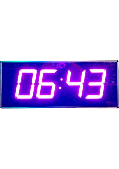 Sanec Wifi Senkronize Dijital Led Duvar Ve Masa Saat Derece Otomatik İnternet Saat Ayarlı, Mor Led, 16x40 Cm Mor