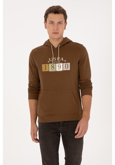 U.S. Polo Assn. Erkek Regular Fit Kapüşonlu Haki Sweatshirt 50316364-VR027