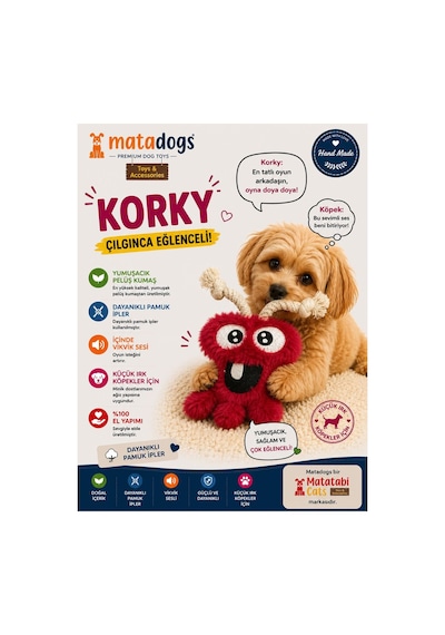 Matadogs Korky İpli ,sesli , Peluş Köpek Oyuncağı