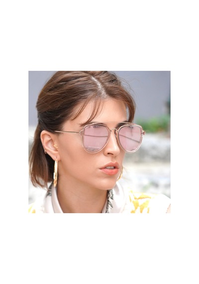 Beatrix Pembe Aynalı Kadın Güneş Gözlüğü Altın