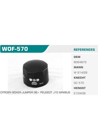 WINKEL WOF-570 WINKEL YAĞ FİLTRESİ DUCATO / DAILY IV / BOXER / JU