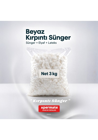 Kırpıntı Sünger Dolgu Malzemesi Beyaz Sünger Parçacıkları Elyaf Kırpık Sünger Dolgu Lateks 3 Kg