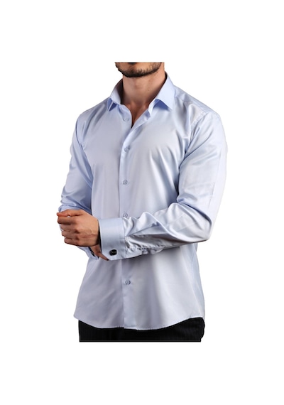 Dicotto Mavi 8 Drop Ekstra Uzun Kol Dar Kesim Micro Kumaş Kol Düğmeli Slim Fit Erkek Gömlek - 197-4 001
