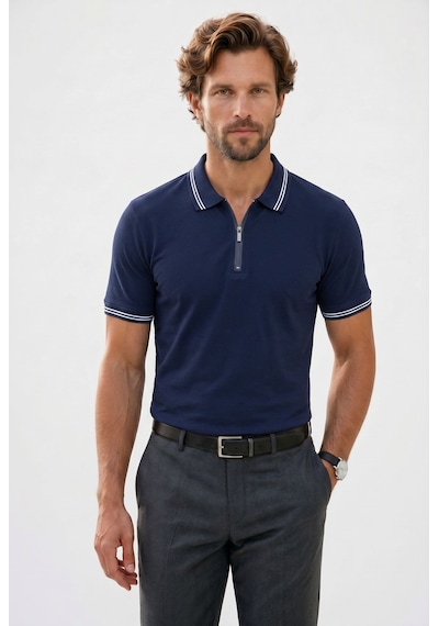 Tudors Erkek Slim Fit Dar Kesim %100 Pamuk Kısa Kollu Fermuarlı Lacivert Polo Yaka Tişört-51567 Tudors Erkek Slim Fit Dar Kesim %100 Pamuk Kısa Kollu Fermuarlı Lacivert Polo Yaka Tişört-51567