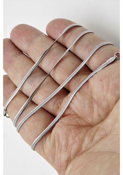 Yassı Model Snake Yılan Kolye Erkek Çelik Kolye Zincir Eck03 (374690265) Beyaz