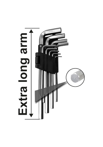Kenet 9 Parça Alyan Takımı, Uzun Boy -yüksek Kalite 2mm,2.5mm, 3mm, 3.5mm, 4mm, 5mm, 6mm, 8mm V
