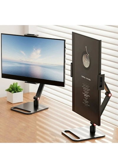 Evrensel Tablet,telefon Ve Monitör Standı-360 Döner Masa Üstü Ekran Tutucu-metal Gövde