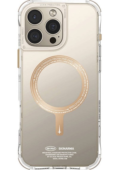 Apple iPhone 16 Pro Uyumlu Kılıf Magsafe Özellikli Şeffaf Airbag Tasarımlı Skinarma Saido Prime Kapak Gold