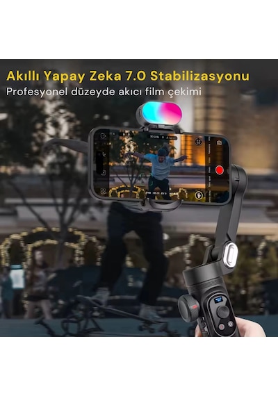 Shopytech Smart X Pro Combo 3 Eksen Akıllı Telefon Gimbal Stabilizer Apple Uyumlu iOS & Android