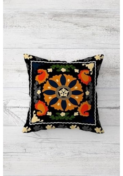 Etnik Desenli Bohemian Gizli Fermuarlı Kırlent Kılıfı Koltuk Yastık Kılıfı Takım 4adet Turuncu-kahve Bej 45 X 4 Diğer