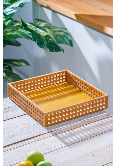 Acar Bambu Sunum Tepsi - 35 Cm Acr-522 Kahverengi