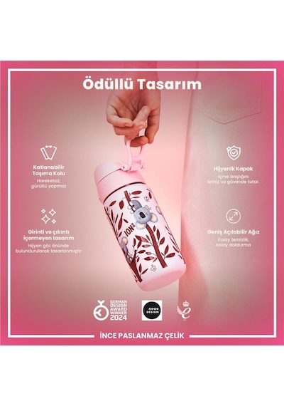 Ion8 - Paslanmaz Çelik Çocuk Suluk - Koala - 400 Ml - Sızdırmaz Çok Renkli
