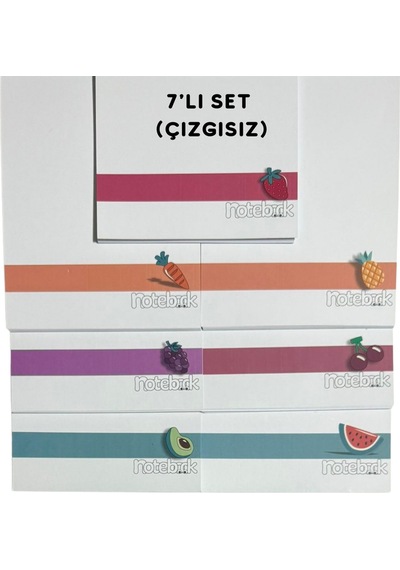 A6 Spiralli Fresh Fruit Konsept Defter 40 Yaprak 7'li Tamamı Çizgisiz Çok Renkli