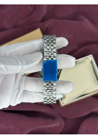 Lacivert Fluted Bezel Otomatik Erkek Kol Saati Gümüş