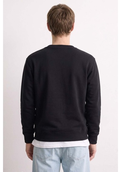 Barrels And Oıl Erkek Göğüs Baskı Detaylı Uzun Kollu Sweatshirt - Siyah Siyah