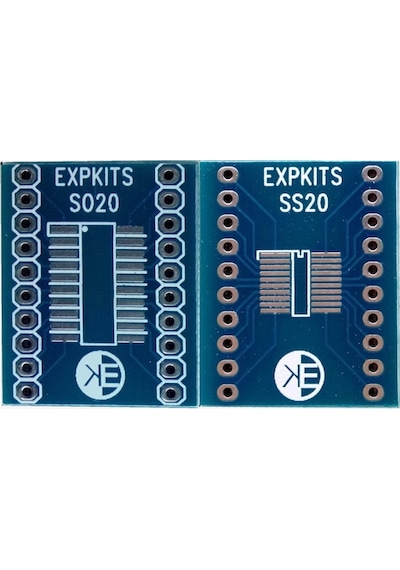Soss20 Pcb ( So20 - Ssop20 ) Soıc20 Ssop20 To Dıp20 Çevirici Pcb