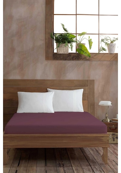 Elart Ranfors Pamuk Fitted Tek Kişilik Çarşaf 100X200Cm Mürdüm Mürdüm-Tek Kişilik