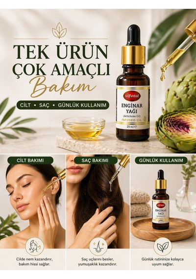 Enginar Yağı 20 Ml Maserasyon Bitkisel Bakım Yağı Cilt Ve Saç İçin Doğal Günlük Kullanım