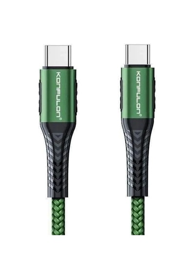 Konfulon Dc43 Type-c To Type-c 1m Örgü 60w Hızlı Şarj Kablo - Yeşil Diğer