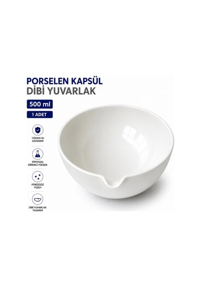 Porselen Kapsül 500 Ml Dibi Yuvarlak 1 Adet