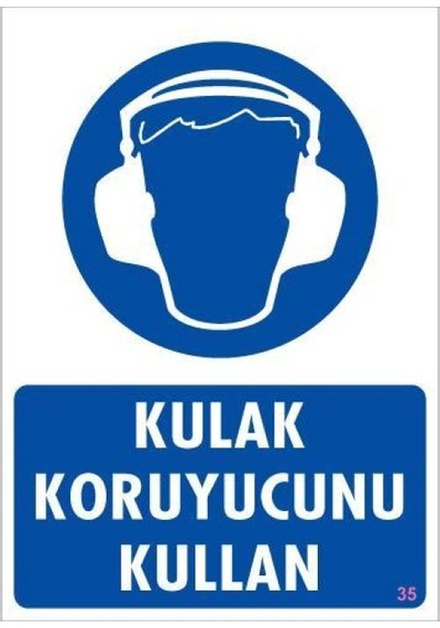 Kulak Koruyucu Kullan Uyarı Levhası 25x35 Kod:35 - Elwm-292248