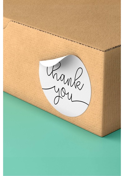 90 Adet Thank You Teşekkür Etiketi Beyaz Minimal 3x3cm St2015 Çok Renkli